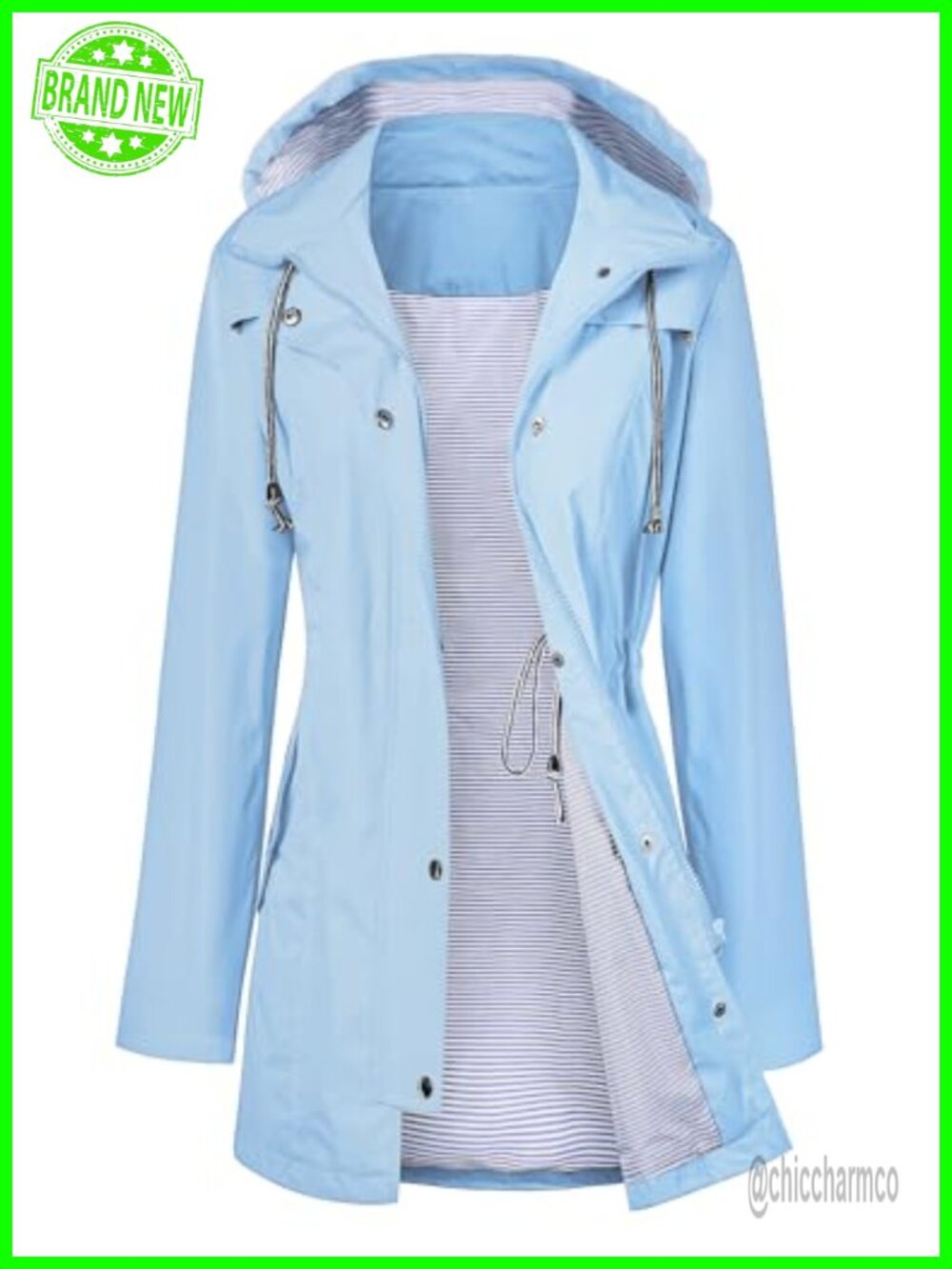LOMON Waterproof Long Hooded Trench Raincoat Lined Windbreaker